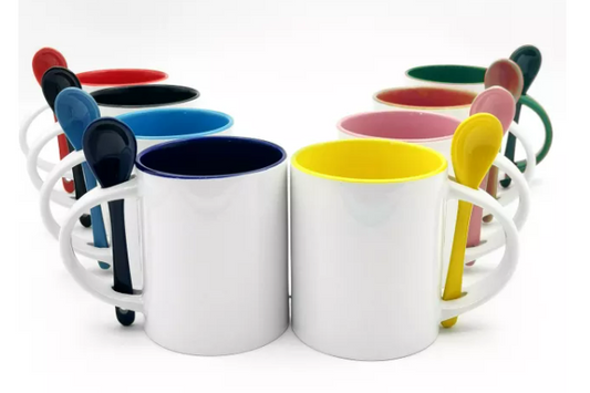 11oz ceramic mug with spoon